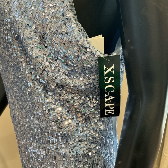 Xscape Glittering Blue Midi Dress - Picture 8 of 8